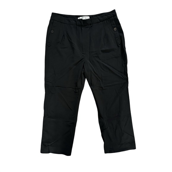 Allan Waller Pants - Allan Waller Wool Capri Pants Womens 10 Black Vintage Italy Stretch Cropped